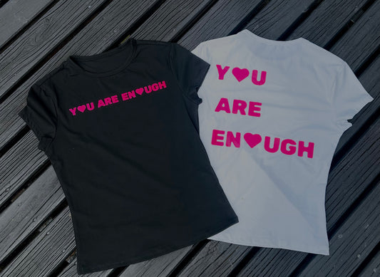 you are enough baby tee WHITE